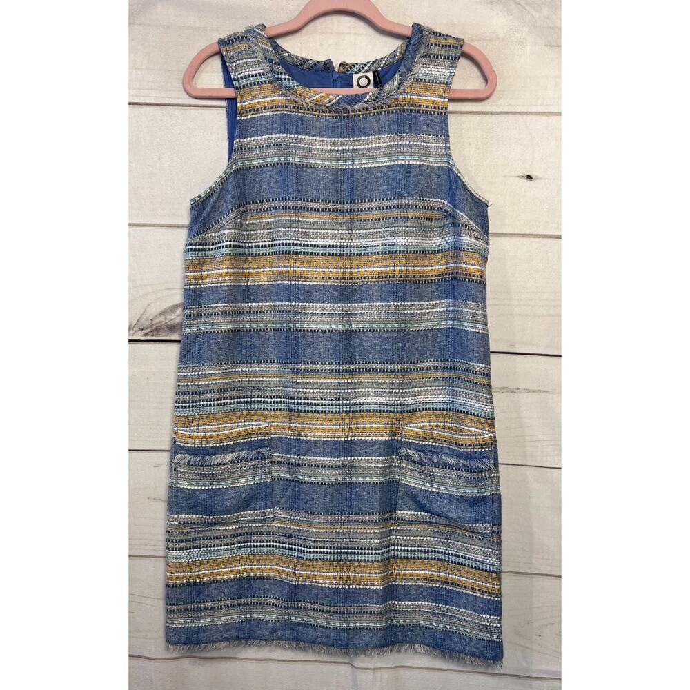 Akemi + Kin Size 6 Shift Dress Woven Denim‎ Print Fray Accents